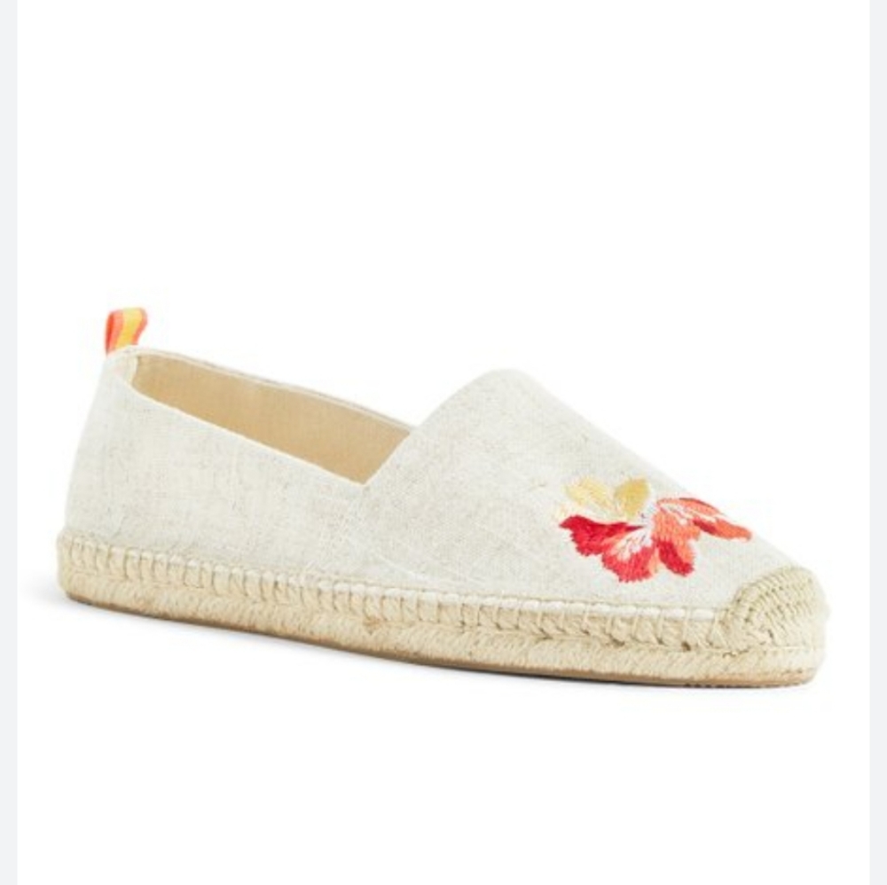 Vera Bradley Dune Embellished Espadrille Embroidered Floral Hibiscus Flats Sz 10